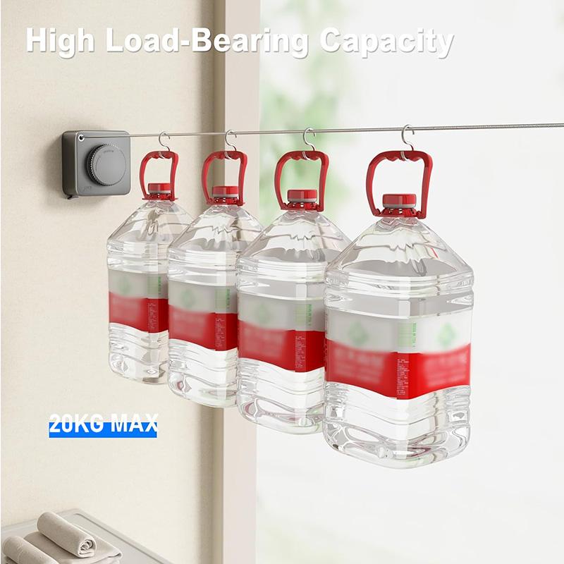4.8m Stainless Steel Rope Retractable Clothesline Extendable Clothes Line on the Wall Apartment Lavatory RV Cloth Drying Horse