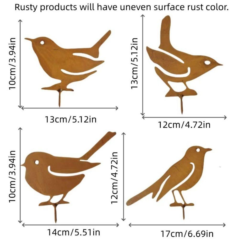 New Rustic Style Metal Birds Statue Ornament Sculpture Metal Bird Ornament Metal Outdoor Garden Decor Lawn