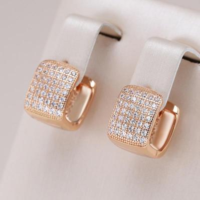 Full Zircon Square Hoop Earrings Women Luxury Wedding Party Jewelry Trendy Accessories