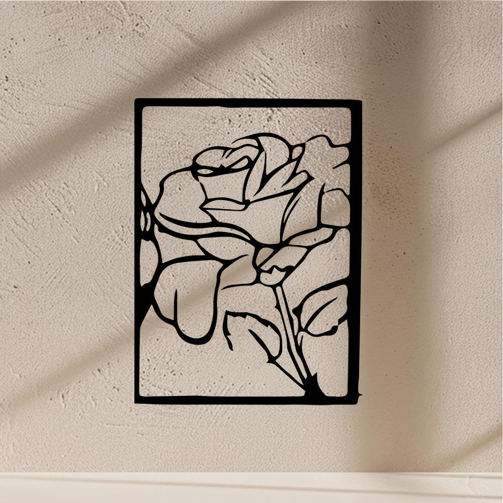 1pc Vintage Floral Wrought Iron Wall Sculpture, Elegant Metal Flower Decor for Living Room Bedroom Wedding Valentine Gift Holiday Housewarming