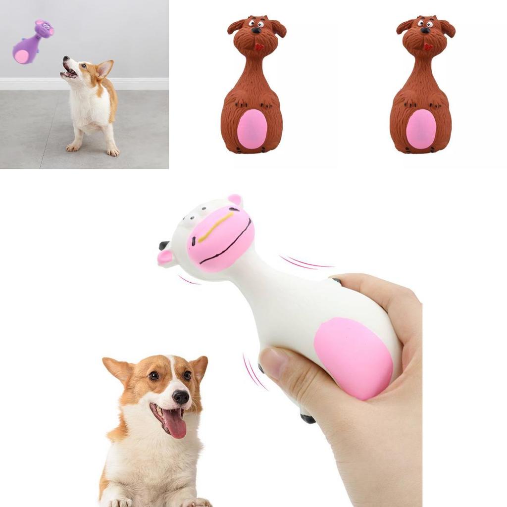 Cute Cow Elephant Sheep And Puppy Latex Squeaky Chew Toys For Engaged Pets