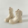 Queen Fan White British Coarse Heel Height Boots Women's 2025 New Autumn Skirt Versatile Skinny Short Boots