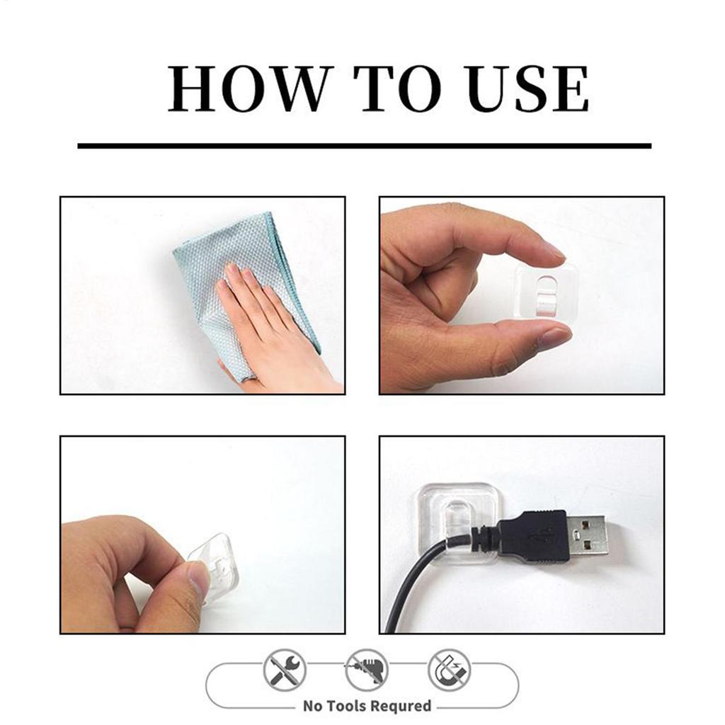 20pcs Clear Cable Clips Invisible Adhesive Wire Holders Damage-Free Cable Management For Lights Wires Home Mini Light Clips