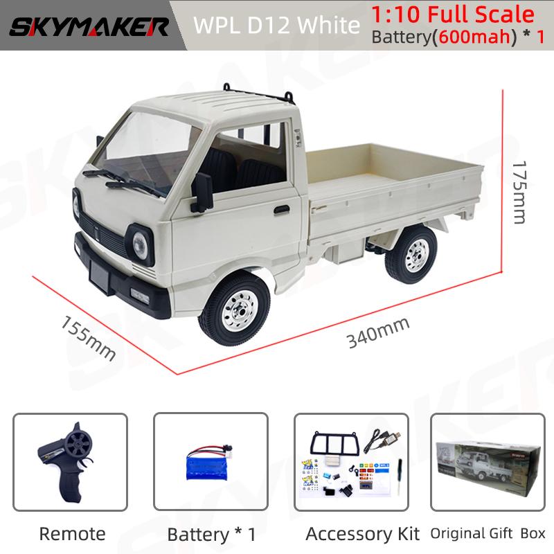 Wpl D12 1:10 Rc Car Simulation Drift Climbing Truck Led Light On-Road Rc Cars Trucks For Kids Gifts Toys