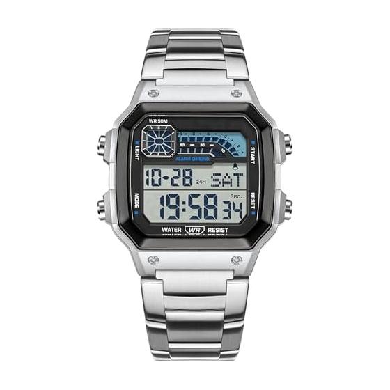 Men s Digital Watch Multifunctional Sports Watch LED Backlight Luminous Display Dual Time Stopwatch Alarm Alarm Clock 5ATM Waterproof Shockproof