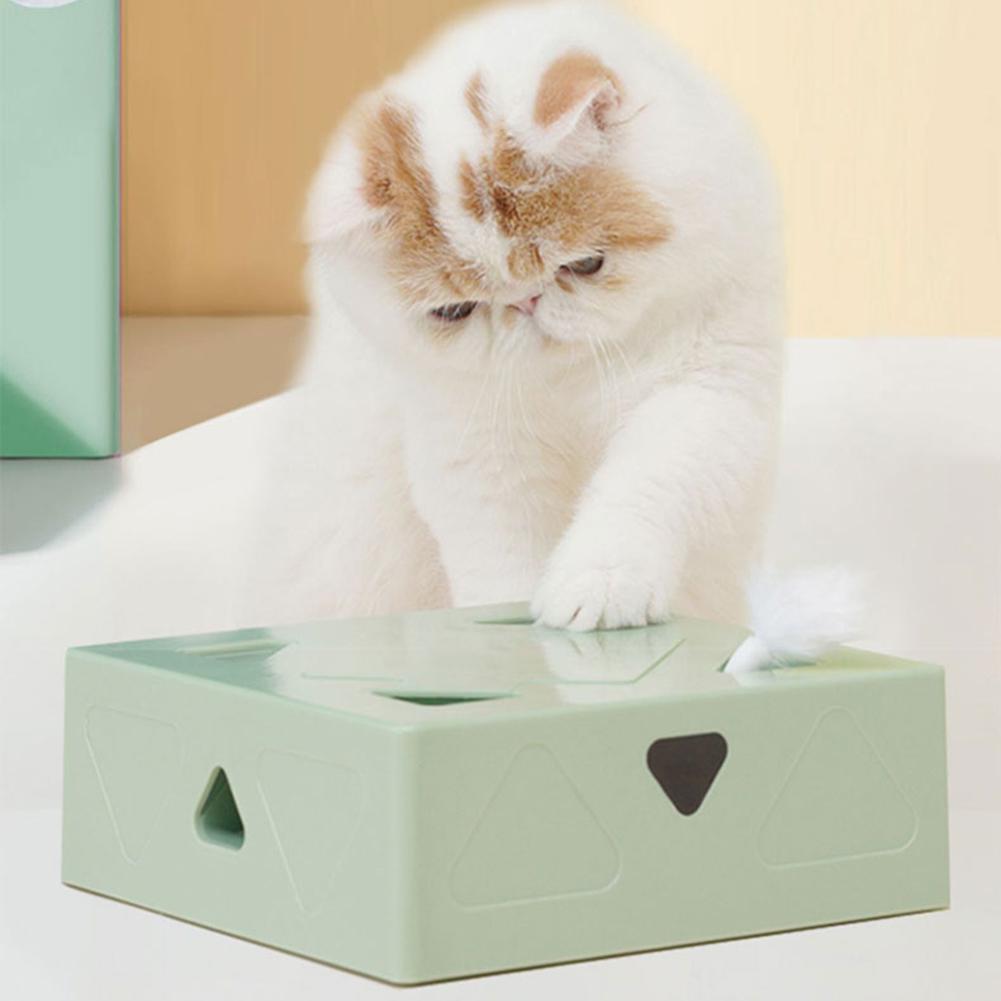 ABS Sqaure Magic Box Interactive Game Cat Feather Toy Intelligent Funny Cat Stick Environmentally Friendly for Pet Accessories