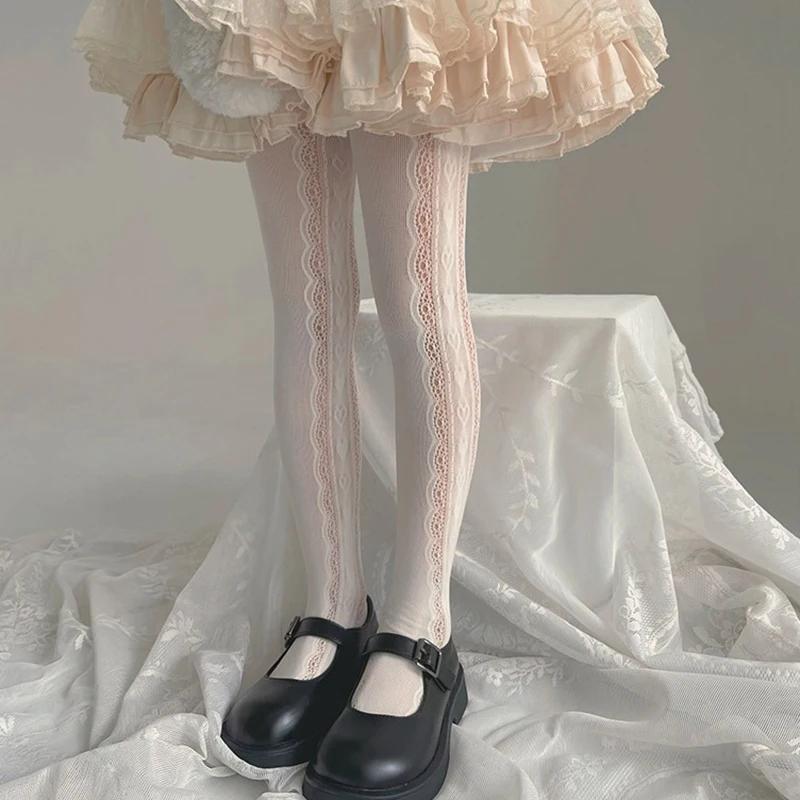 New Summer Girls Tights Pure Cotton Breathable Mesh Beige White Black Children Princess Pantyhose Lolita Leggings For 2-12Y
