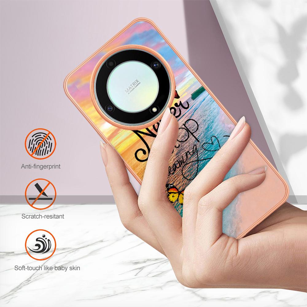 Pouzdro pro Honor X9a 5G/X40 5G/Magic5 Lite 5G s IMD mramorovým květinovým vzorem TPU zadní kryt na mobil