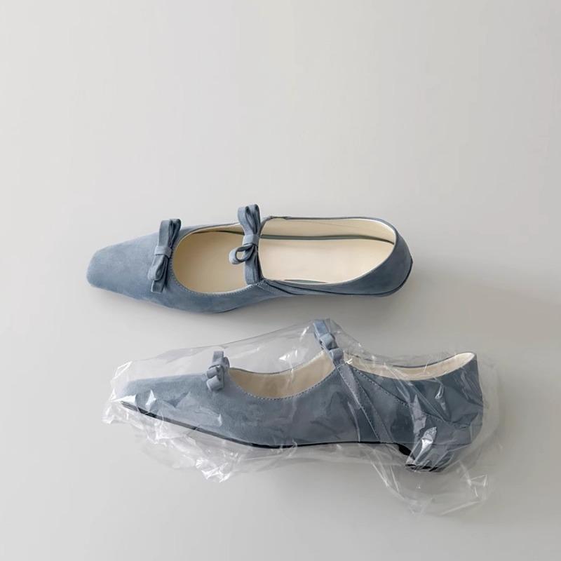 Fyrkantiga skor Enkla skor för kvinnor Låga klackar Grund öppning En rem Eleganta skor