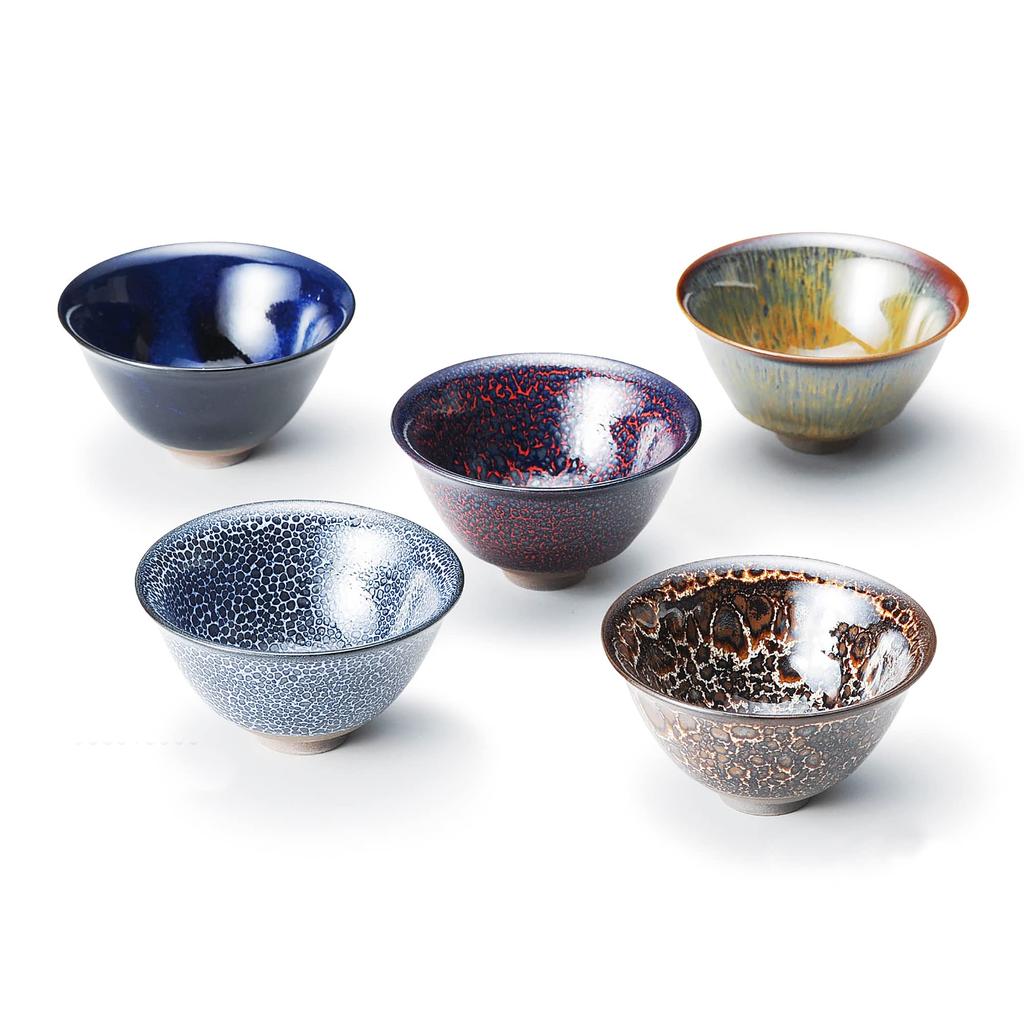 Kyoto Ware, Kiyomizu Ware, Touan Kiln, Sake Cup, Pine Bark Tenmoku, KTA849-12