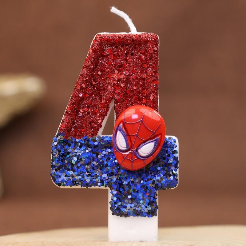 hot Eye-Catching Spider-Man Glitter Number Cake Candle - DIY Children s Birthday Celebration