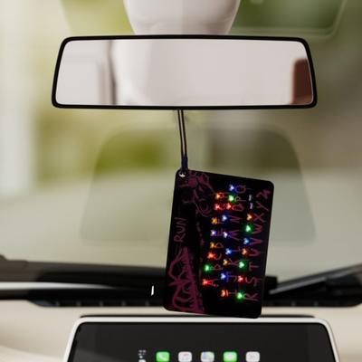 LED Card Down LED Car Ornament Glowing Pendant Light Novelty Upside Warning Keychain for Rearview Decor
