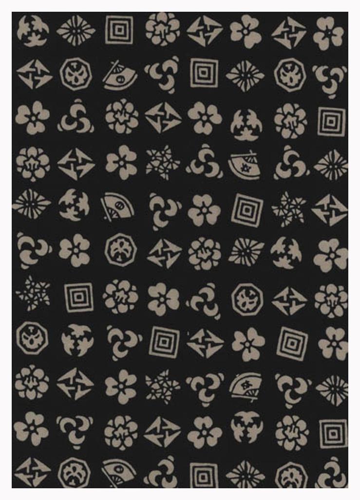Tenugui Hand Chusen Made In Kabuki Crest Niwa-zome Towel, Dyeing, 100% Cotton, Japan, (Black)