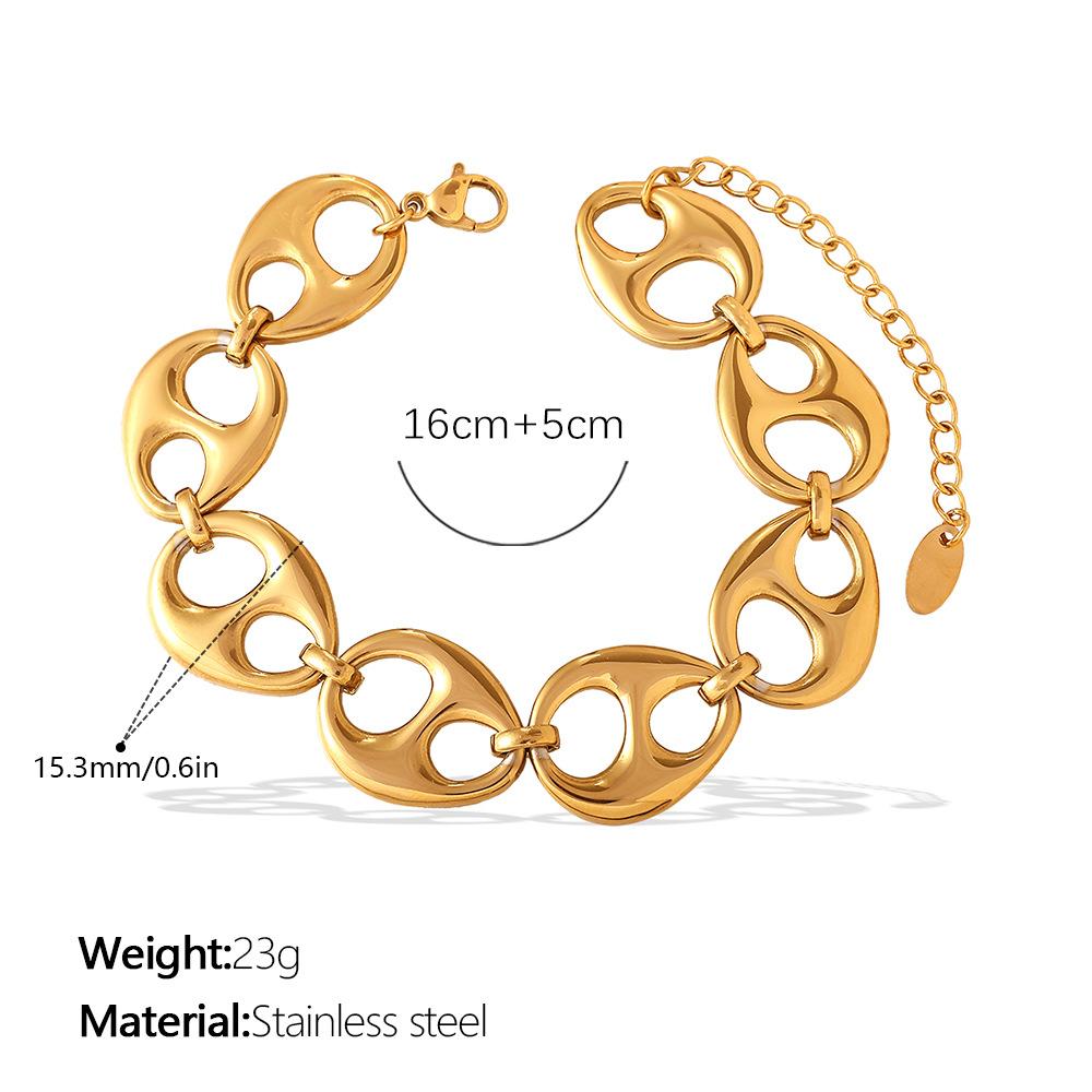 European and American new products simple geometric buckle splicing jewelry trend personality exaggerated wind pig nose bracelet