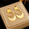 Geometric Hoop Drop Earrings For Women Gold Plated Stainless Steel Fashion Jewelry