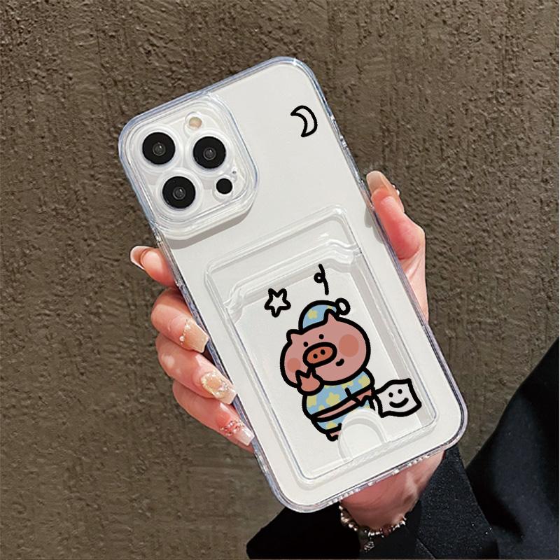 Card Slot Holder Silicone Wallet Pocket Case For  iPhone 17 Air 16 14 13 Samsung S23 S24 S25 Plus Redmi Note 14 13 12 11 10 Cover Clear Phone Bumper