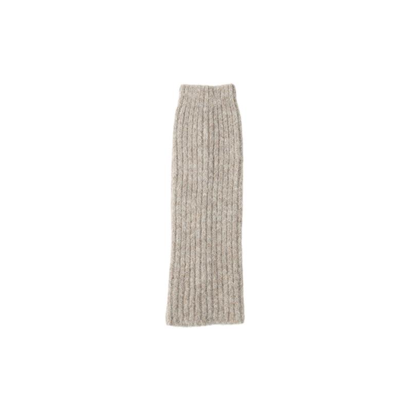 Thick Knit Korean-Style Mid-Calf Scrunch Socks - Warm, Solid Color, Chunky Ribbed Leg Warmers