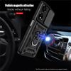 KEYSION Shockproof Armor Case for Itel P55 5G Silicone+PC Slide Camera Lens Protection Ring Stand Phone Cover for Itel P55 5G