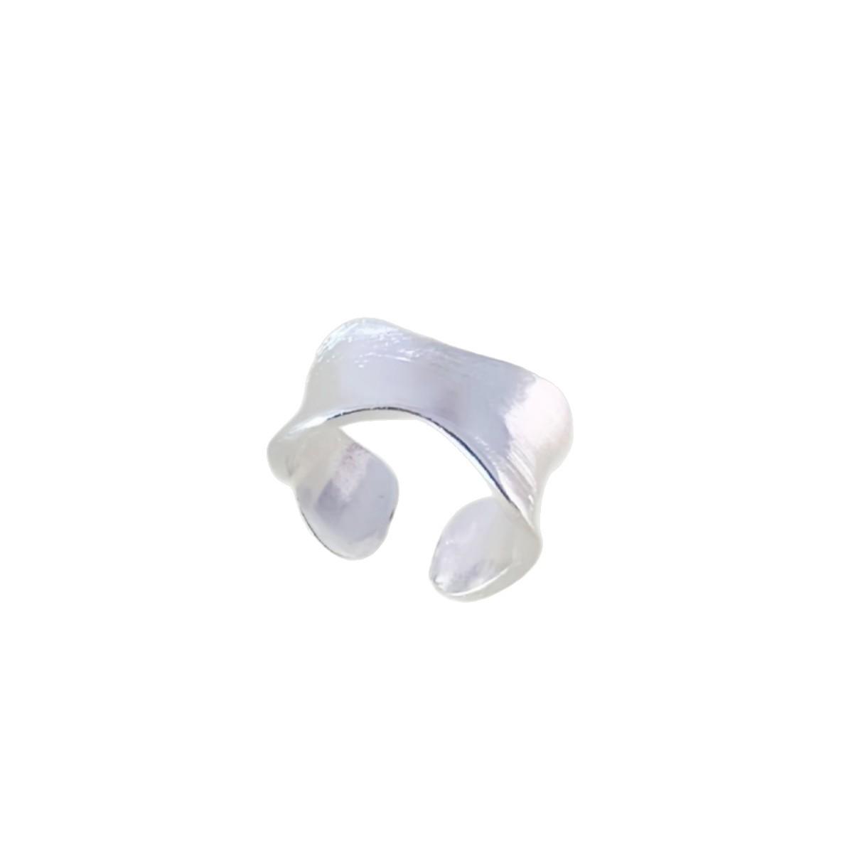 Женское матовое кольцо неправильной формы: Нишевый Люксовый Крутой Стиль, Матовая Широкая Полоса, Регулируемый Открытый Дизайн серебряный