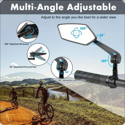 Miroirs de guidon universels pour vélo - Grand angle HD et rotation à 360° pour une visibilité inégalée - Verre de sécurité durable pour vélos