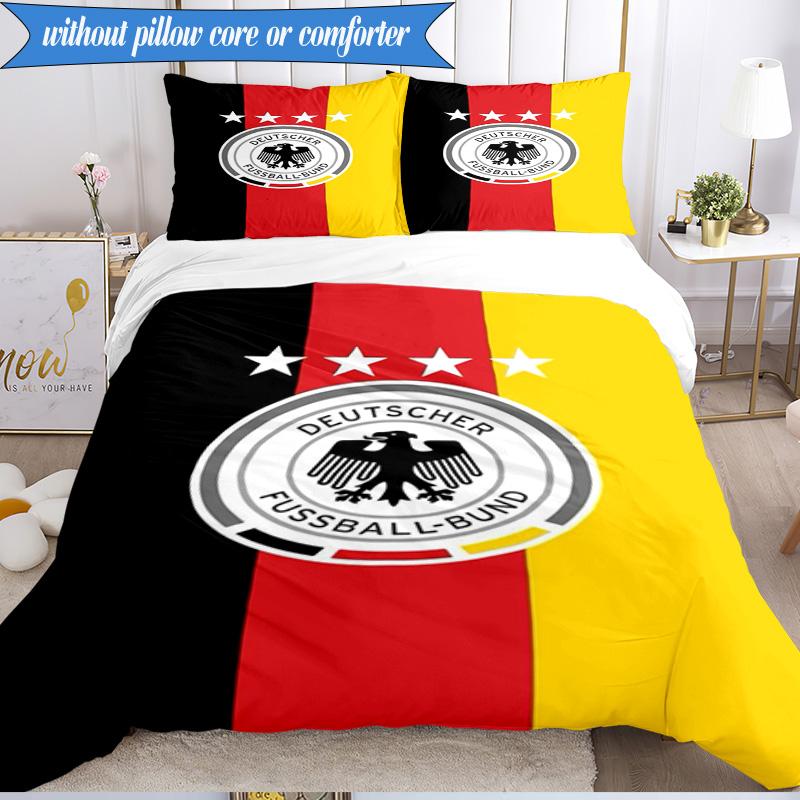3PCS German Football Emblem Printed Soft Bedding Set,Including 1pc Duvet Cover And 2pcs Pillowcases Perfect for Bedroom, Dormitory, Fan gift