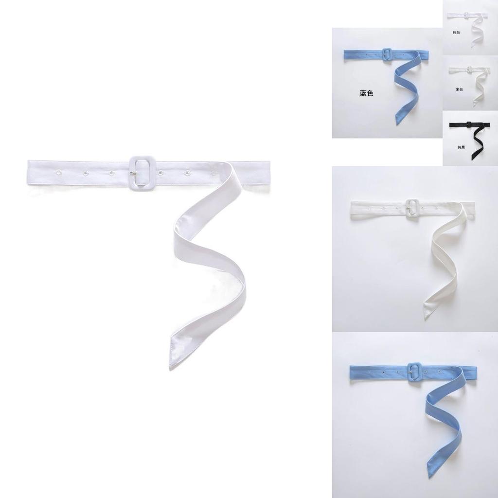 Elegant Women's Fabric Belt With Chiffon Decoration In Versatile Summer Dresses