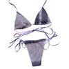 2 ks/sada bikini set Glitter Wrap kolem pasu Trojúhelníková ohlávka s vysokými spodními částmi plaveckého bazénu