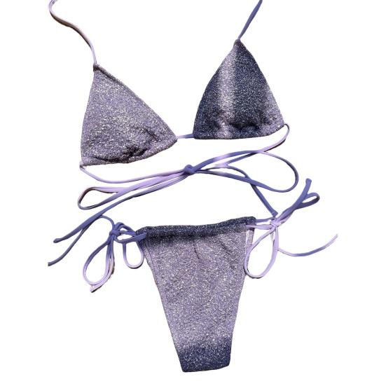 2 ks/sada bikini set Glitter Wrap kolem pasu Trojúhelníková ohlávka s vysokými spodními částmi plaveckého bazénu