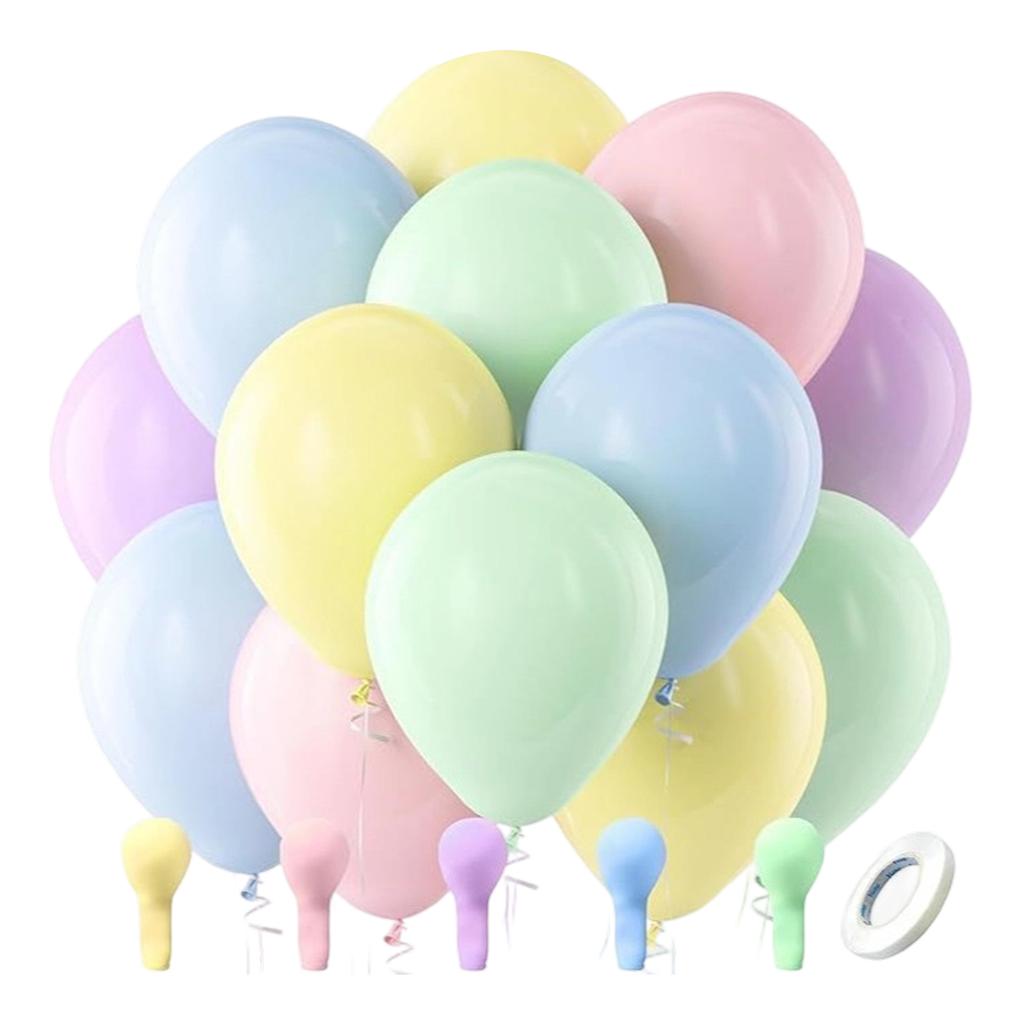 Latex Balloons, 100 Balloons Per Pack, 12-inch Round Helium Balloons, Brightly Colored, Suitable For Birthday And Party Decorations.(Sending Ribbons)