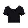 Solid Color Round Neck Casual Short Sleeve T-Shirt Women Tops Black FN3665-010
