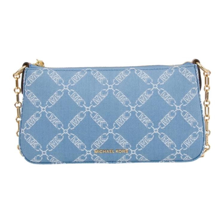 Michael Kors Logo Print Denim And Cotton Tote Shoulder Bag Women Bags Fluorescent-Blue 32R4G8EW6U-NEOBLU/MIDN