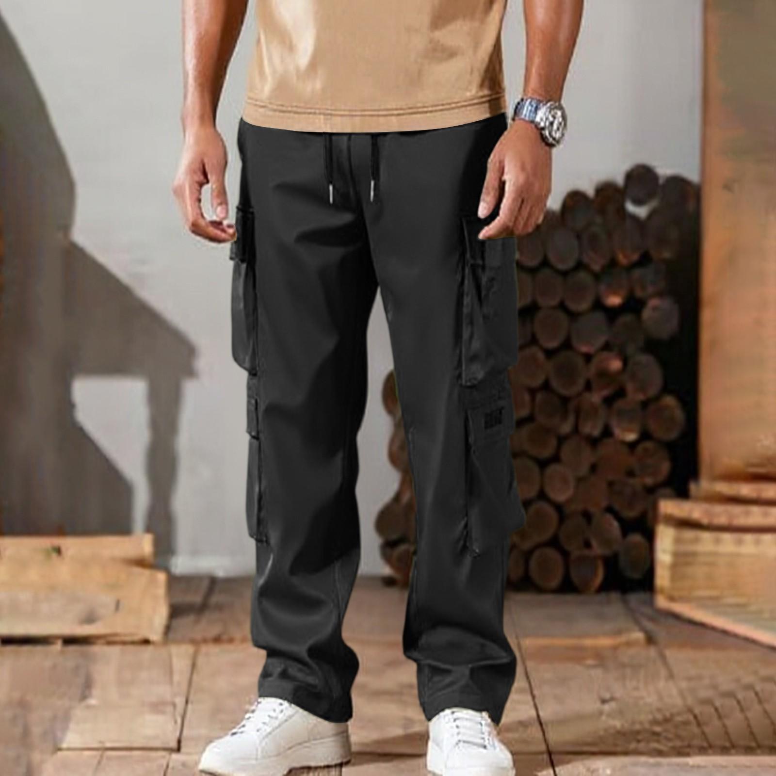 

Рабочие брюки для мужчин, Ретро тренд, Универсальные, Большого размера, Свободные рабочие брюки, Повседневные брюки прямого кроя L чёрный