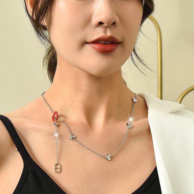 Gold Plated Chic Titanium Steel Heart Necklace For Women With Versatile Adjustable Chain