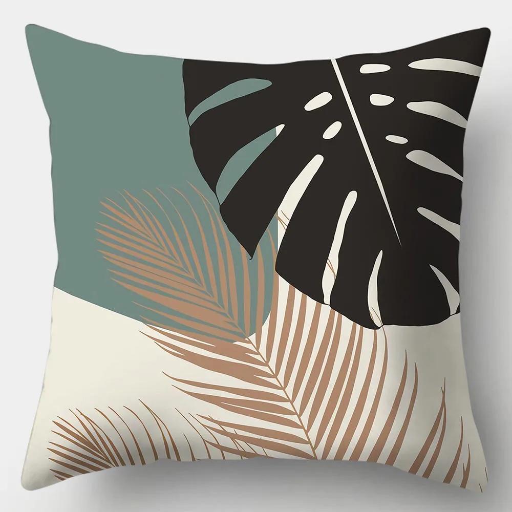 Art Plant Pillowcase 45Cmx45Cm Square Sofa Pillow Cover Abstract Cushion