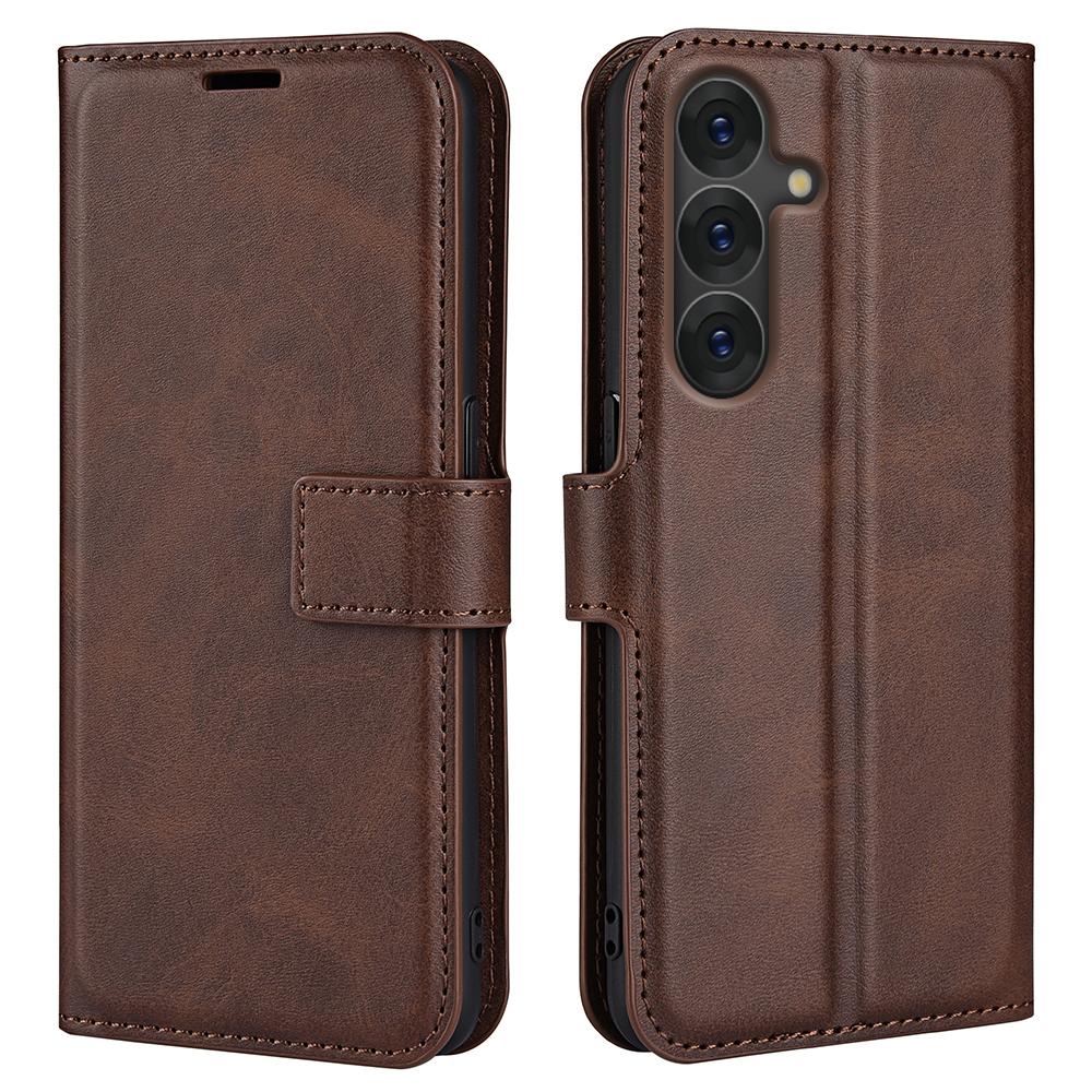 For Samsung Galaxy S25+ Stand Case Anti-Scratch Calf Texture Leather Phone Cover