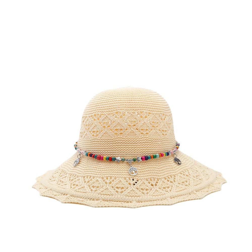 Korean version of the new straw hat, summer sun hat, sunscreen, wave bow, outdoor sun hat, beach hat, women's hat