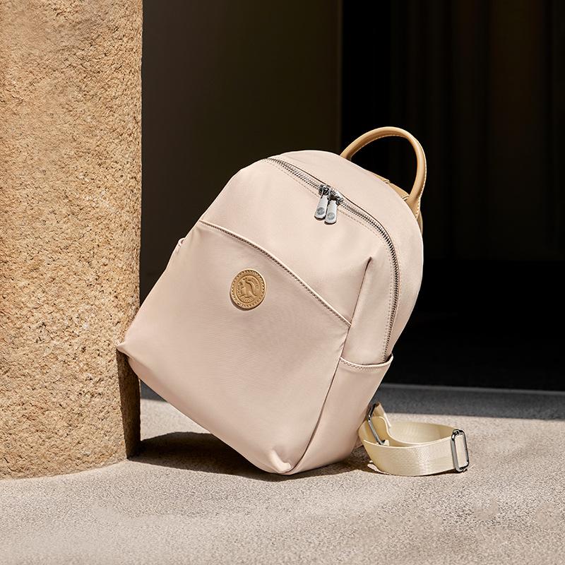 

Mrs. Qiao 2025 New Lightweight Nylon Travel Backpack College Student Bag Large Capacity Oxford Cloth Double Shoulder Bag for Women Upper Width19CM*Lower Wid