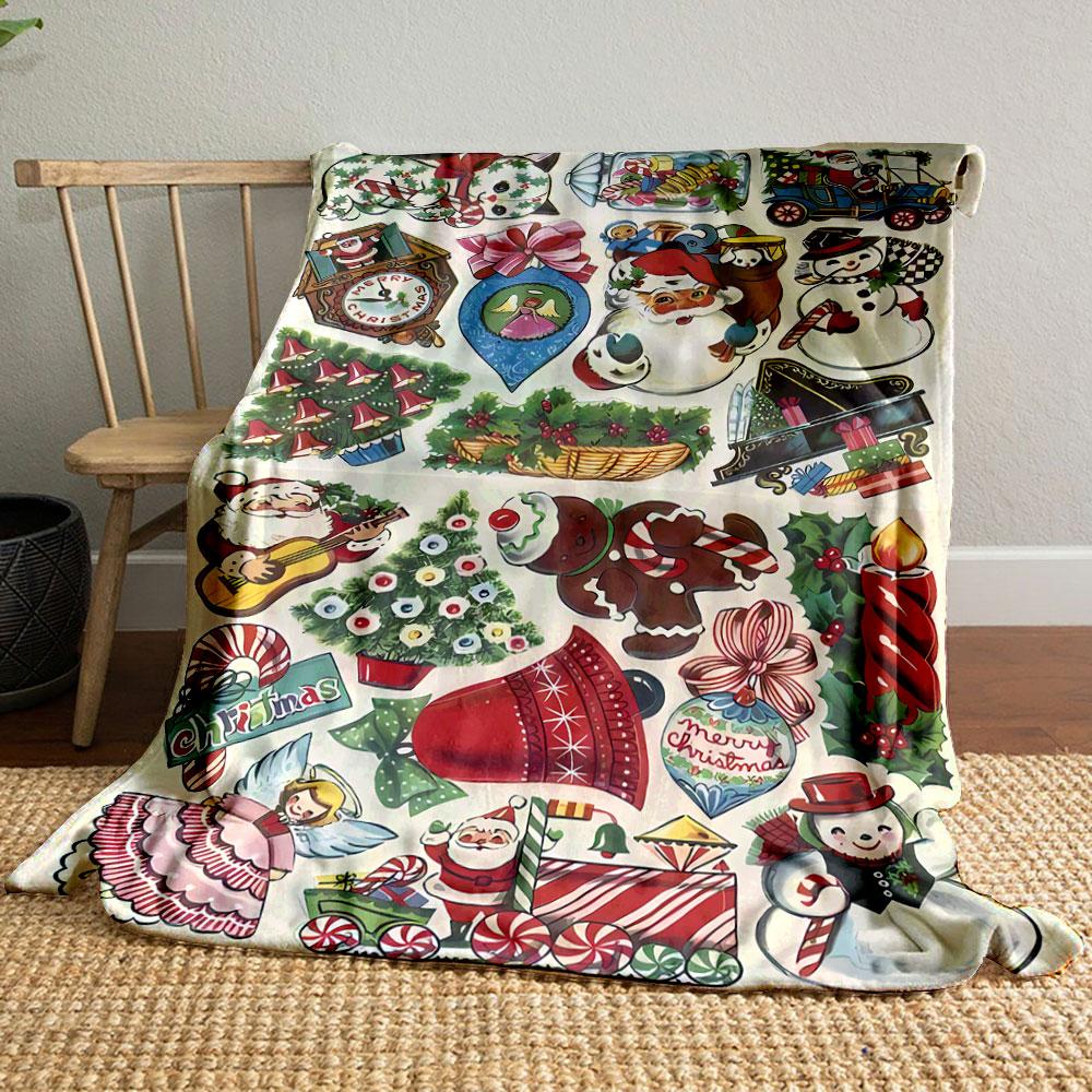

Christmas Santa Snowman Print Blanket bedroom Blanket for Livingroom Couch lunch break Soft throw for Friend s festival Gift 80cm x 120cm