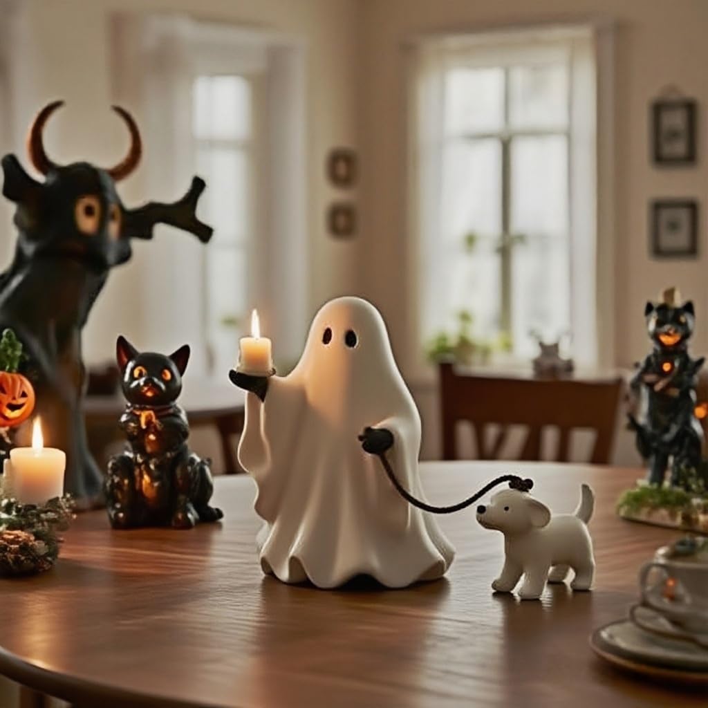 2025 New Ghosts Walking Dogs Statue Halloween Dogs Decor for Porch Or Garden