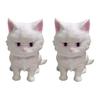 2PCS 3D Printing Cat Ornament, Matte White Mini Desktop Decoration, Durable One-Piece Molding Healing Cat Figurine, for Home Office Decor