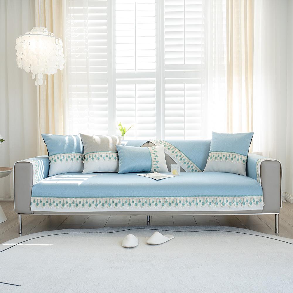 

Ice Silk Sofa Cushion Summer Non-Slip Leather Sofa Cover Seat Cushion Modern Mat Cushion Cover Cloth 70*70