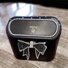 Cute Big Diamond Bowknot Car Trash Bin Hanging Vehicle Garbage Dust Case Storage Box Pressing Type Trash Can Auto Accessories