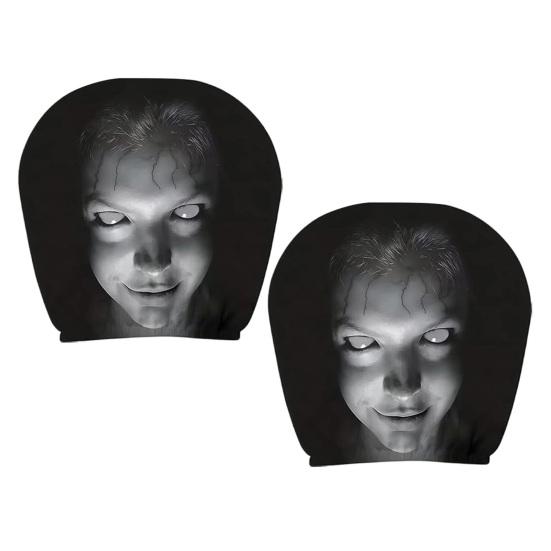 Breathable Car Seat Protector 2Pcs Universal Headrest Covers, Horror Pattern Protector, Durable Polyester Cover Stretchy Interior Accessories for All