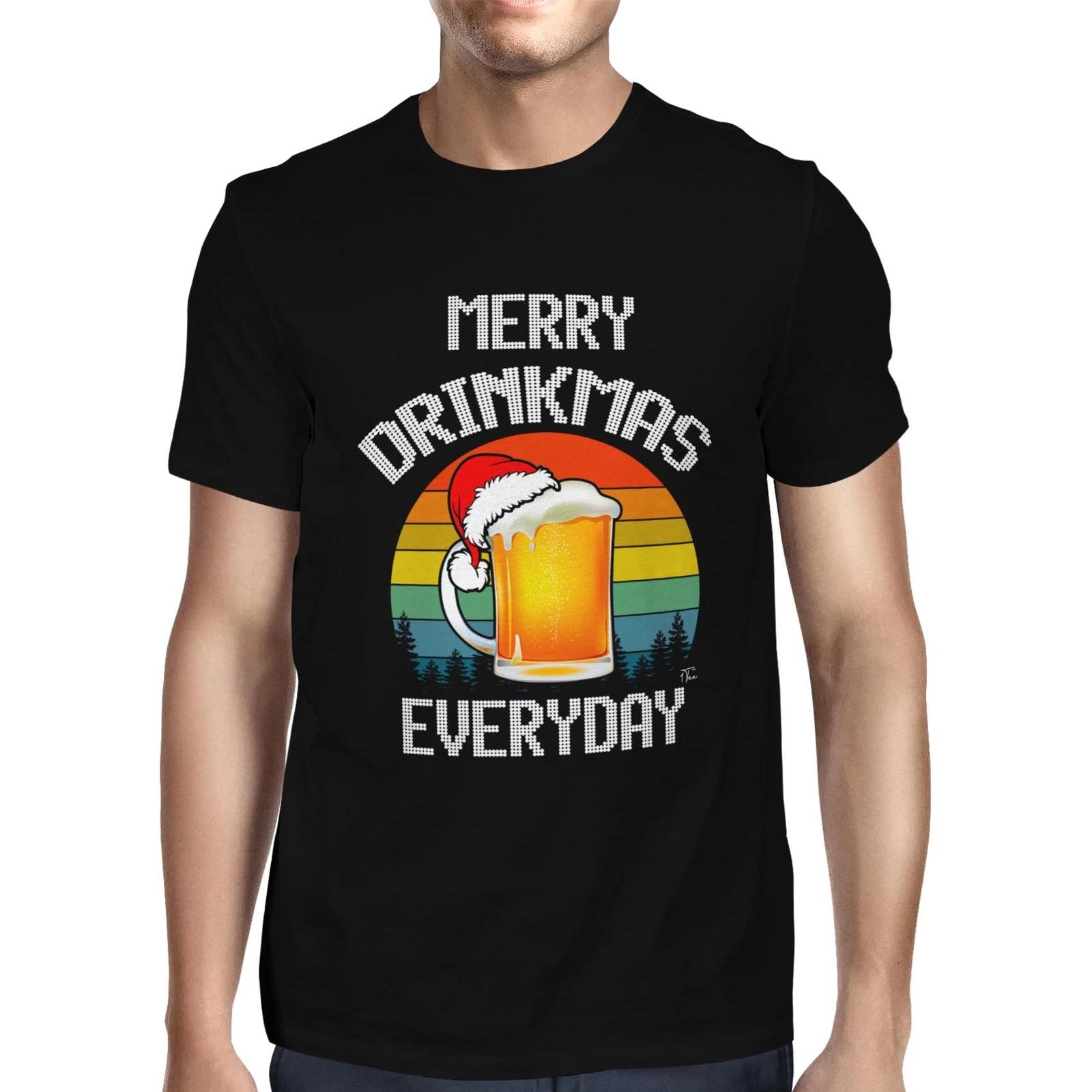 1Tee Mens Merry Drinkmas Everyday Christmas T-Shirt S