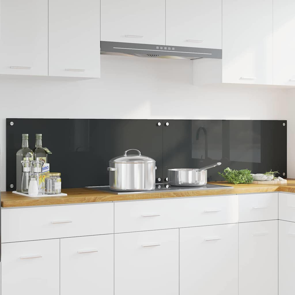 Kitchen Backsplash 2 pcs Dark Gray 100 x 40 cm Tempered Glass