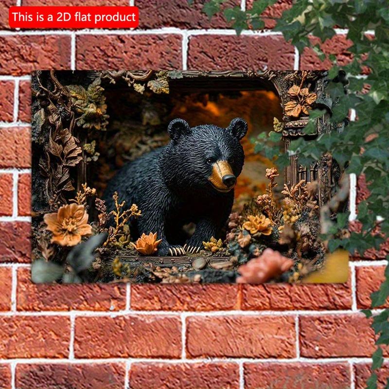 2D Flat Wooden Sign 30*20cm Vintage Bear in The Forest Wooden Wall Art Decorative Sign for Bedroom, Farmhouse Decor, Decorative Wall Poster