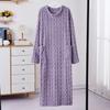 Women's Flannel Nightgown Fuzzy Plush Warm Crewneck Sleepwear Loose Winter Pullover Nightdress with Pockets