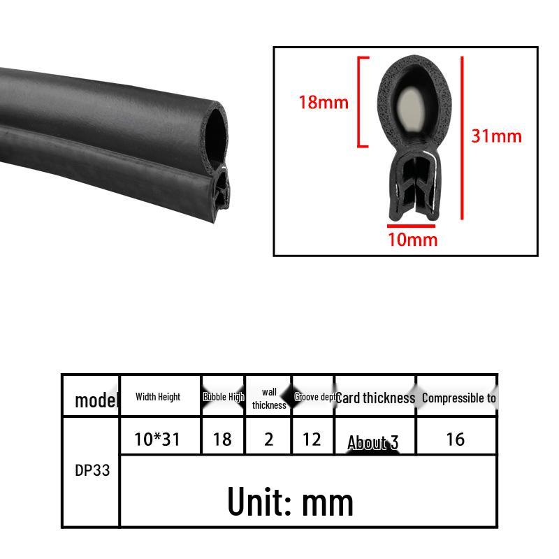 U-Shaped Rubber Steel-Backed Sealing Strip for Car Doors and Cabinets
