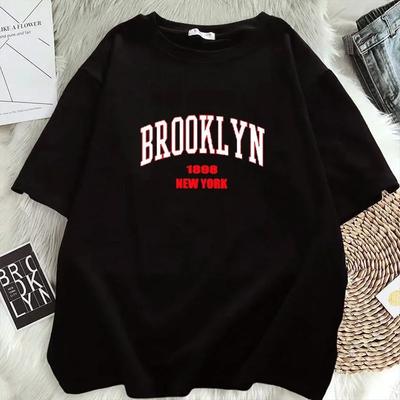 Letnia koszulka Brooklyn New York damska z krótkim rękawem bawełniana koszulka hip-hopowa koszulki damskie koszulki Y2k ubrania koszulki oversize