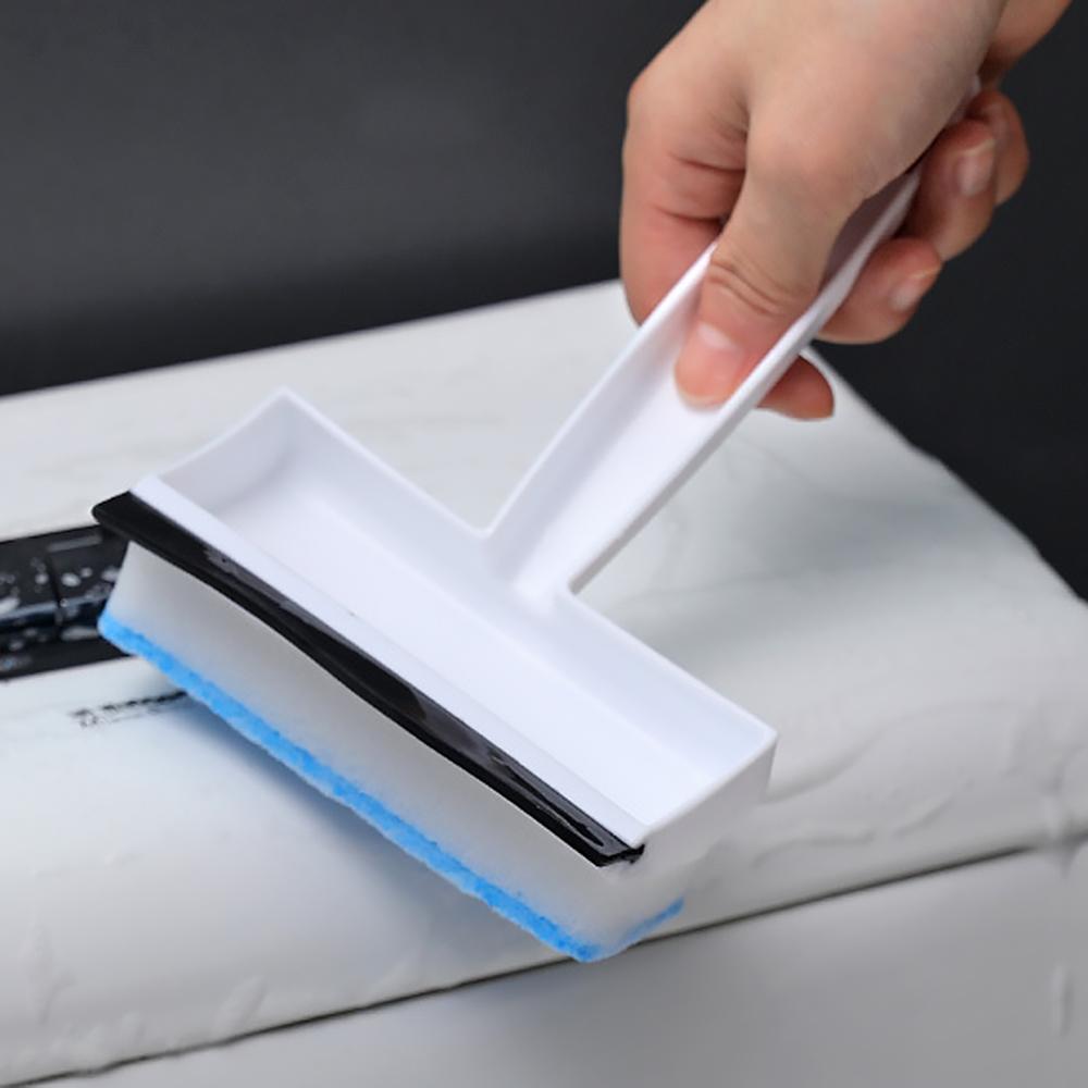 2-In-1 Non-Woven Cloth Glass Cleaner Brush Sponge Wiper Scraper Glass Wiper Brush for Mirrors Shower Doors Windows